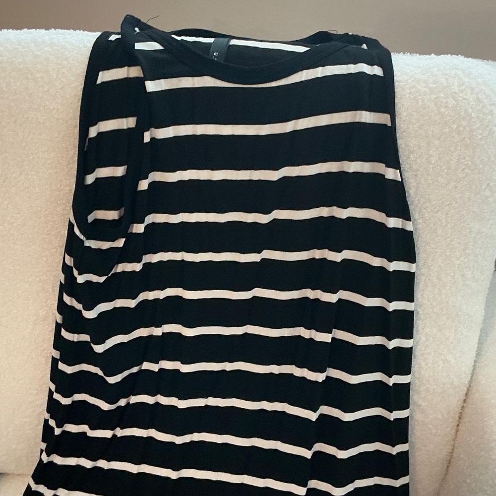 Black and White Striped Sleeveless Top